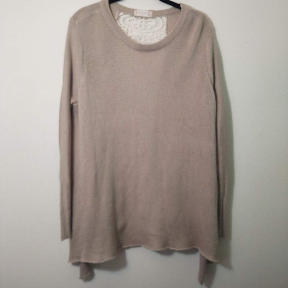 Altar'd State Brown Crochet Asymetrical Sweater XS